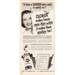 1953 Clorox Ad "satisfy me"