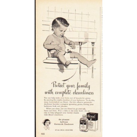 1953 Hexol Germicide Ad "Protect your family"