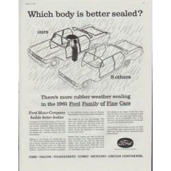1961 Ford Motor Company Ad "Which body is better sealed?"