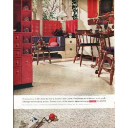 1961 Armstrong Floors Ad "A room comes to life"