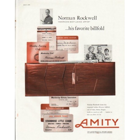 1961 Amity Leather Products Ad "his favorite billfold"