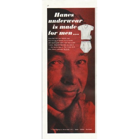 1961 Hanes Underwear Ad "made for men"