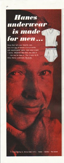 1961 Hanes Underwear Vintage Ad made for men