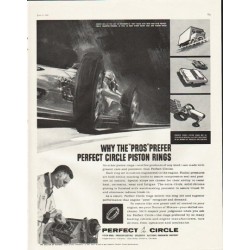 1961 Perfect Circle Piston Rings Ad "The "Pros""