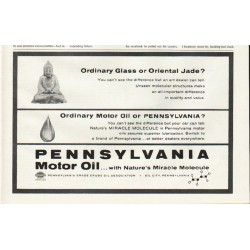 1961 Pennsylvania Motor Oil Ad "Ordinary Glass"