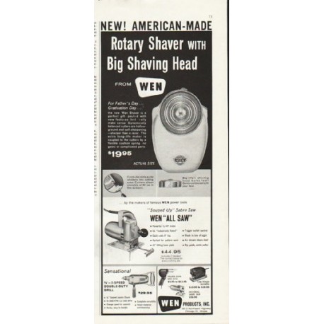 1961 Wen Shaver Ad "Big Shaving Head"