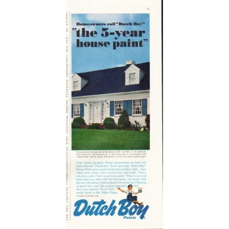 1961 Dutch Boy Paints Ad "5-year house paint"