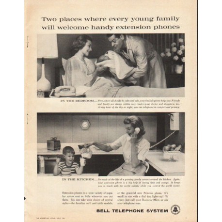 1961 Bell Telephone System Ad "Two places"