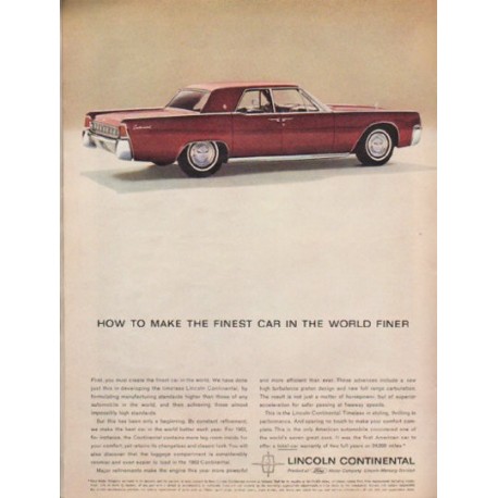 1963 Lincoln Continental Ad "the finest car" ~ (model year 1963)