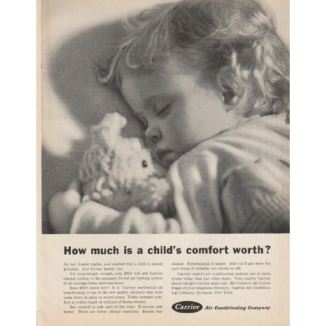 1961 Carrier Air Conditioner Ad "a child's comfort"