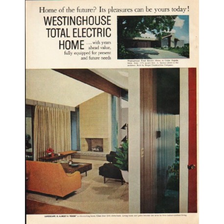 1961 Westinghouse Ad "total electric home"