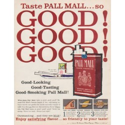 1961 Pall Mall Cigarettes Ad "Taste Pall Mall"