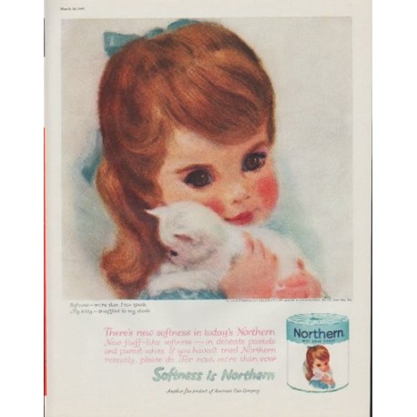 1961 Northern Tissue Ad "Softness is Northern"