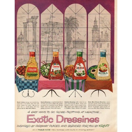 1961 Kraft Ad "Exotic Dressings"