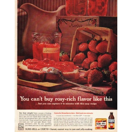 1961 Sure-Jell Ad "rosy-rich flavor"