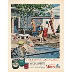 1961 Benjamin Moore Ad "A little MOORE paint"