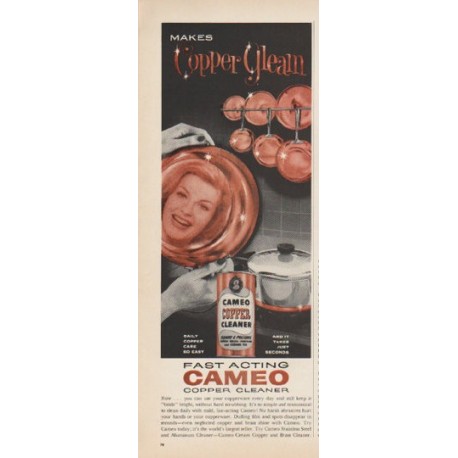 1961 Cameo Copper Cleaner Ad "Makes Copper Gleam"