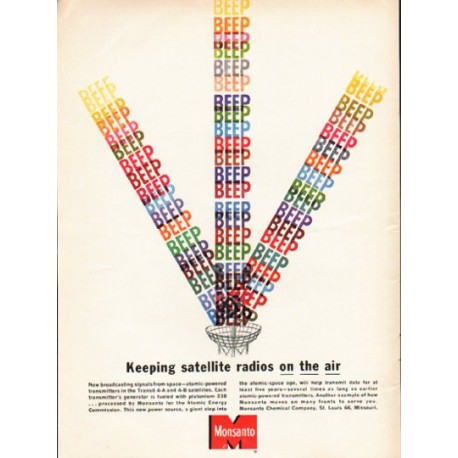 1962 Monsanto Ad "satellite radios"