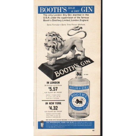 1962 Booth's Gin Ad "High & Dry"