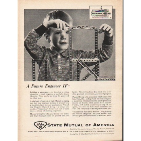 1962 State Mutual of America Ad "A Future Engineer"