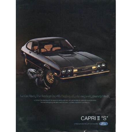 1976 Ford Capri Ad "Le Cat Black" ~ (model year 1976)