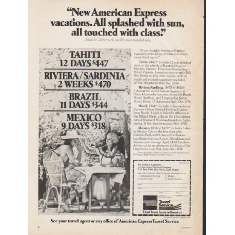 1976 American Express Ad "All splashed with sun"