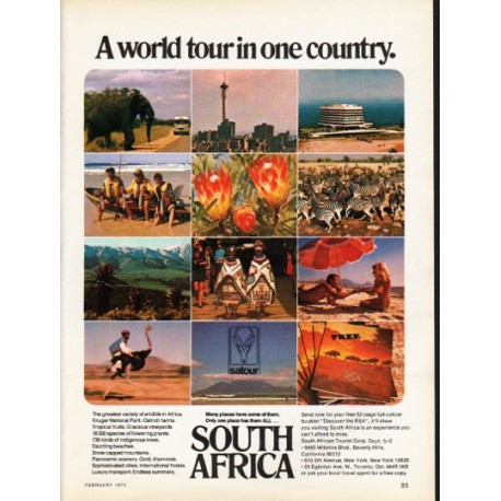 1976 South Africa Travel Ad "A world tour"