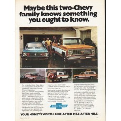 1976 Chevy Trucks Ad "two-Chevy family" ~ (model year 1976)