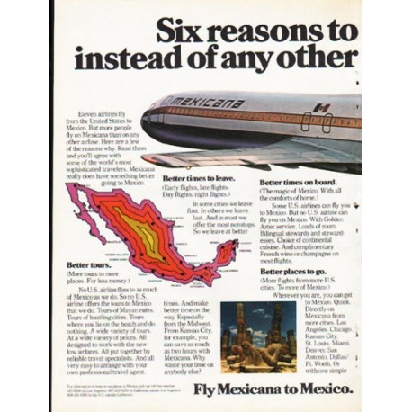 1976 Mexicana Airlines Ad "Six reasons"