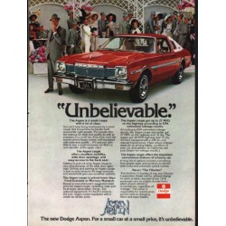 1976 Dodge Aspen Ad "Unbelievable" ~ (model year 1976)