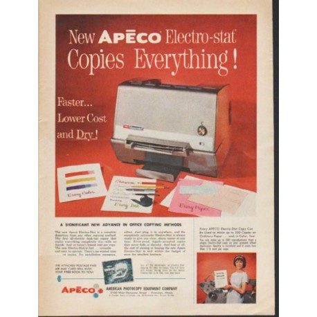 1962 Apeco Ad "Copies Everything"
