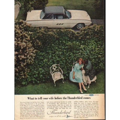 1963 Ford Thunderbird Ad "What to tell your wife" ~ (model year 1963)