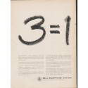 1962 Bell Telephone System Ad "3 equals 1"