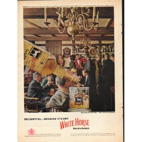 1962 White Horse Scotch Ad "Delightful"