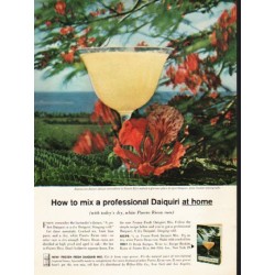 1962 Puerto Rican Rum Ad "a professional Daiquiri"