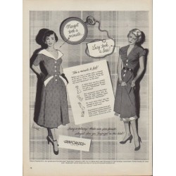 1950 Sanforized Ad "Margot took a minute ... Lucy took a loss!"