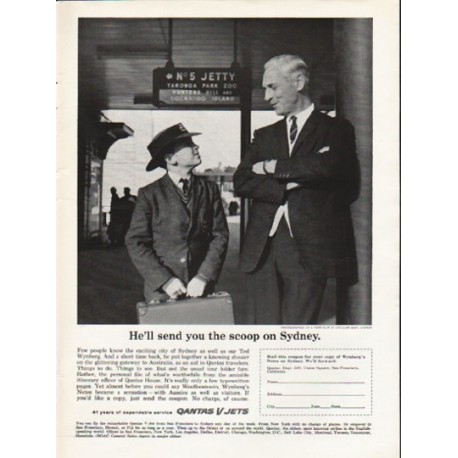 1962 Qantas Ad "He'll send you the scoop"