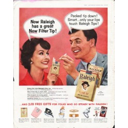 1958 Raleigh Cigarettes Ad "great New Filter Tip"