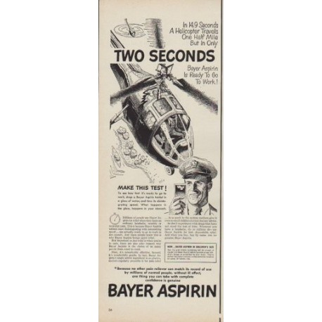 1950 Bayer Aspirin Ad "Two Seconds"