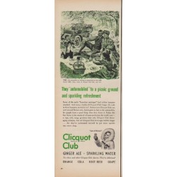 1950 Clicquot Club Ad "to a picnic ground and sparkling refreshment"