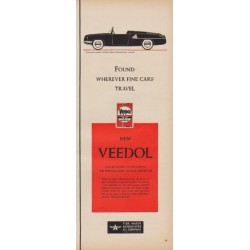 1950 Veedol Motor Oil Ad "Found Wherever Fine Cars Travel"