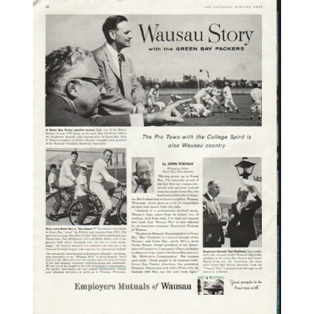 1958 Employers Mutuals of Wausau Ad "Green Bay Packers"