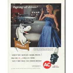 1958 AC Spark Plug Ad "Page-ing all drivers"