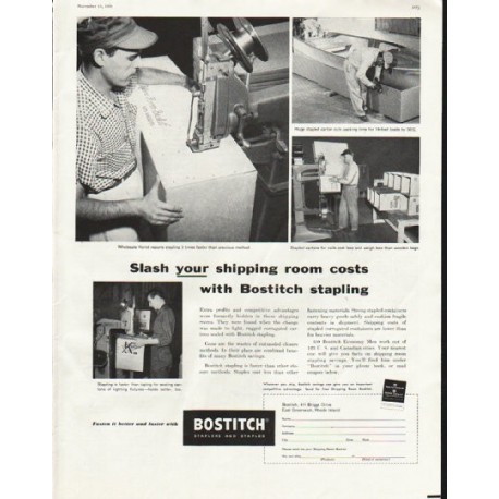 1958 Bostitch Ad "shipping room costs"