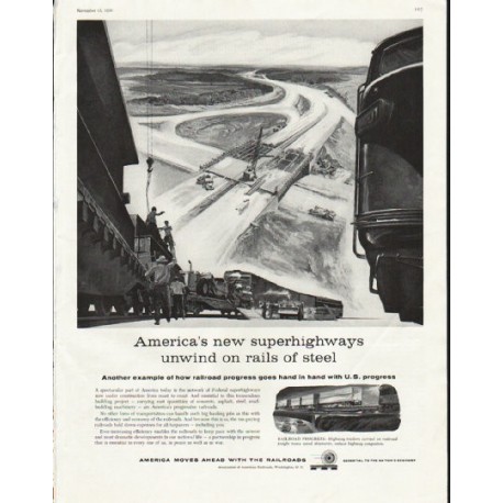 1958 Association of American Railroads Ad "superhighways"