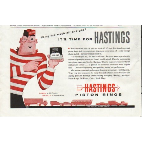 1958 Hastings Piston Rings Ad "oil and gas"