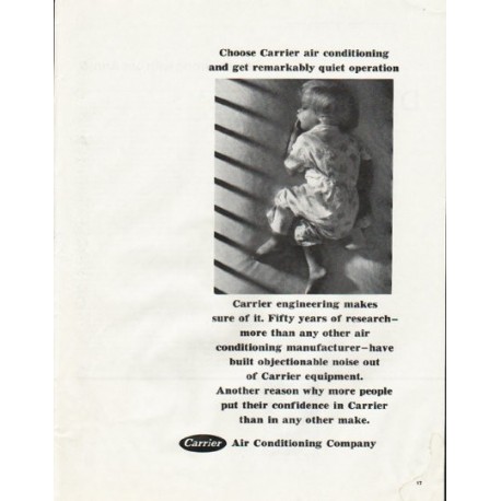 1965 Carrier Air Conditioner Ad "quiet operation"