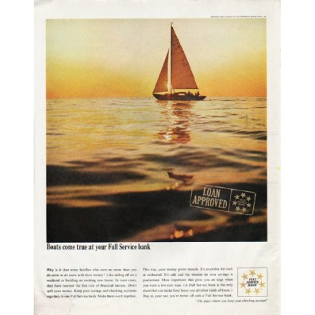 1965 Full Service Bank Ad "Boats come true"