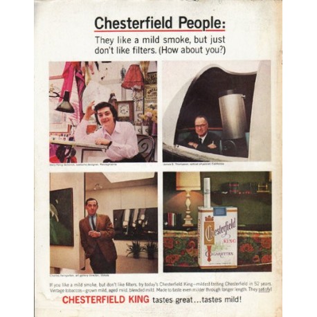 1965 Chesterfield Cigarettes Ad "Chesterfield People"