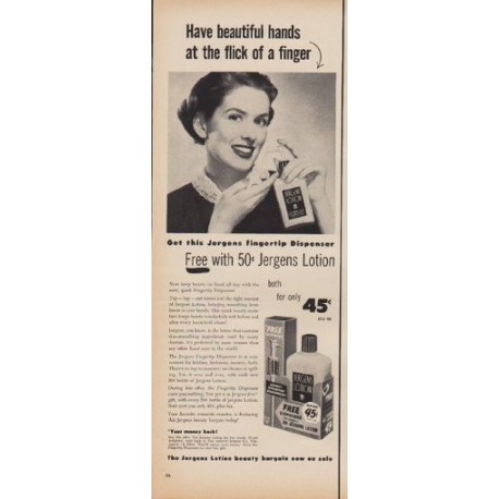 1950 Jergens Ad "Have beautiful hands at the flick of a finger"
